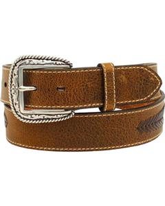 MF Western Ariat Western Belt Mens Leather Lacing Overlay Concho Brown Style A1021602 MENS ACCESSORIES from MF Western