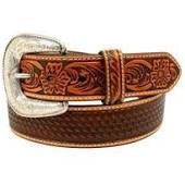 MF Western Ariat Western Belt Mens Basketweave Embossed Contrast Stitch Style A1032408 MENS ACCESSORIES from MF Western