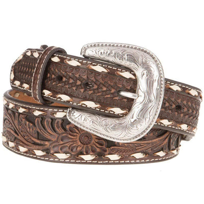 MF Western Ariat Mens Brown Floral Laced Belt Style A1033002 MENS ACCESSORIES from MF Western