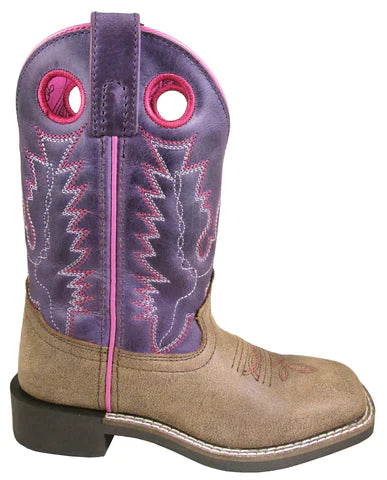 Smoky Mountain Children Girls Tracie Purple Brown Leather Cowboy Boots Style 3122C Girls Boots from Smoky Mountain Boots