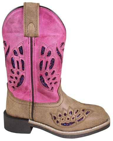 Smoky Mountain Children Girls Trixie Brown Pink Leather Cowboy Boots Style 3161C Girls Boots from Smoky Mountain Boots