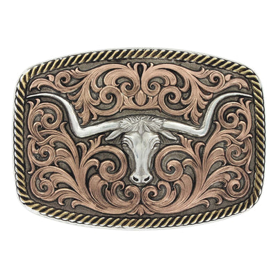 Montana Silversmith Tri-Color Champion Texas Longhorn Buckle Style 33010TRI- Premium MENS ACCESSORIES from Montana Silversmith Shop now at HAYLOFT WESTERN WEARfor Cowboy Boots, Cowboy Hats and Western Apparel