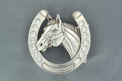 MF Western Belt Buckle Horseshoe and Horsehead with Rhinestones Style 37028- Premium Ladies Accessories from MF Western Shop now at HAYLOFT WESTERN WEARfor Cowboy Boots, Cowboy Hats and Western Apparel