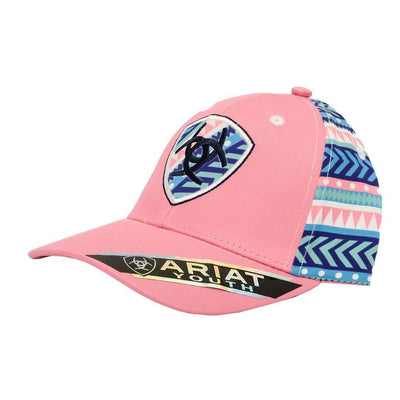 MF Western Ariat Pink Aztec Snapback Youth Cap Style A300004030- Premium Girls Hats from MF Western Shop now at HAYLOFT WESTERN WEARfor Cowboy Boots, Cowboy Hats and Western Apparel