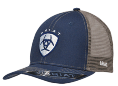 MF Western Ariat Western Baseball Hat Cap Mens Mesh Shield Snap Back Logo Navy Blue Style 1595303 Mens Hats from MF Western