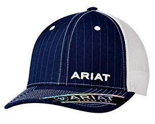 MF Western Ariat Brand Blue Navy Pinstripe With White Stitching Snapback Hat Style 1517903- Premium Boys Hats from MF Western Shop now at HAYLOFT WESTERN WEARfor Cowboy Boots, Cowboy Hats and Western Apparel