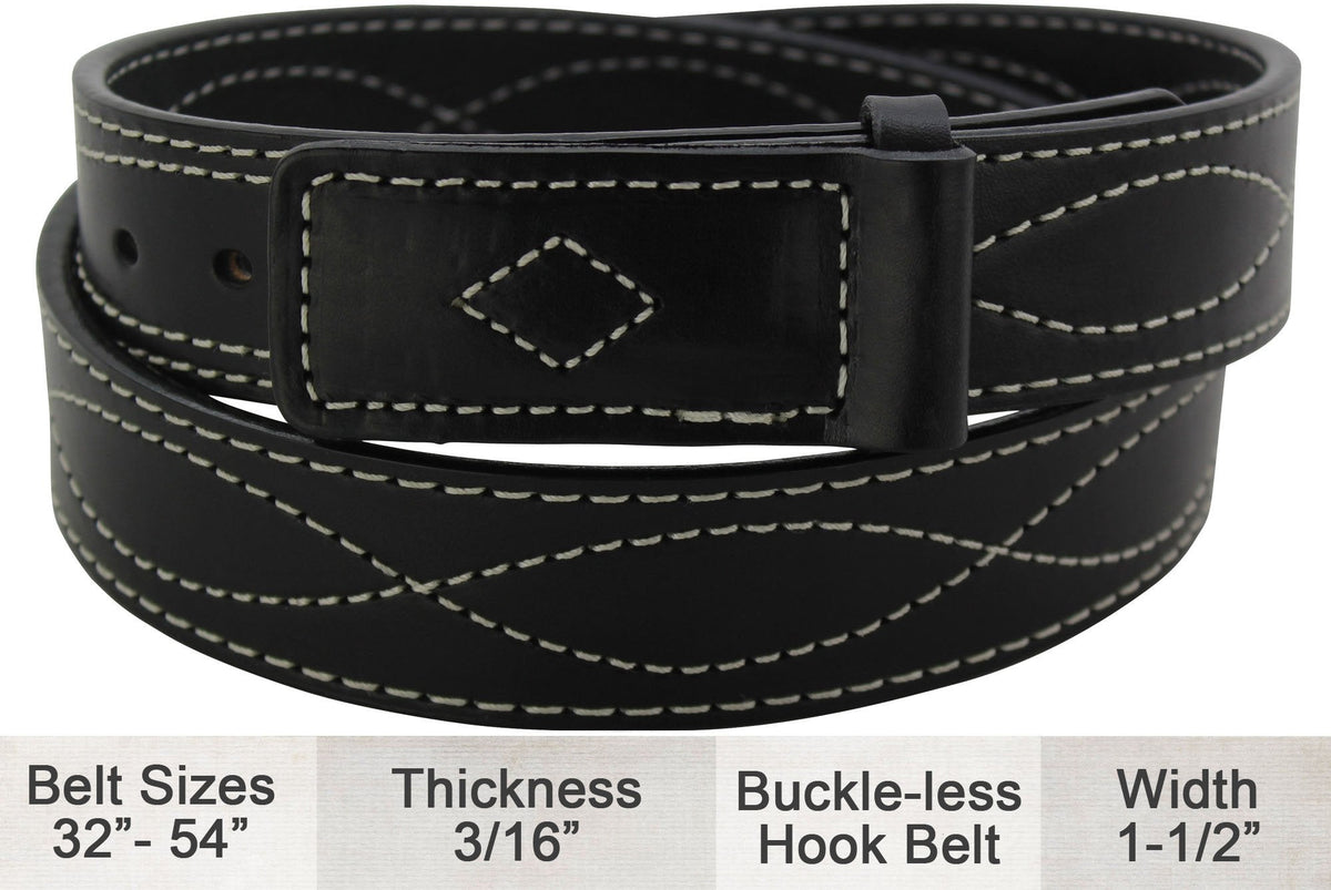 Gingerich Black Stitched Mechanics Buckleless Belt Style 8204-18