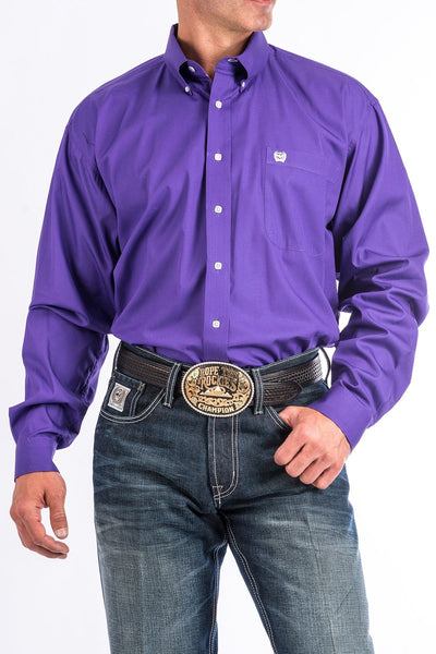 Cinch Mens Solid Purple Button Down Western Shirt Style MTW1103802 Mens Shirts from Cinch