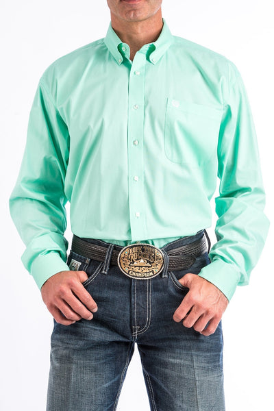Cinch Mens Solid Mint Green Button Down Western Shirt Style MTW1104237 Mens Shirts from Cinch