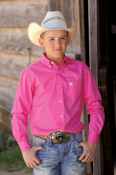Cinch Boys Long Sleeve Solid Twill Button Down Style MTW7060026- Premium Boys Shirts from Cinch Shop now at HAYLOFT WESTERN WEARfor Cowboy Boots, Cowboy Hats and Western Apparel