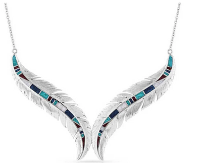 MONTANA SILVERSMITH BREAKING TRAIL FEATHER NECKLACE STYLE NC5194- Premium Ladies Accessories from Montana Silversmith Shop now at HAYLOFT WESTERN WEARfor Cowboy Boots, Cowboy Hats and Western Apparel