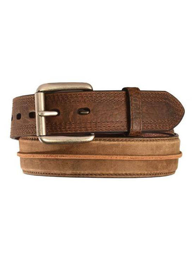 MF Western Ariat Mens Distressed Brown Center Strip Western Belt Style A1011202 MENS ACCESSORIES from MF Western
