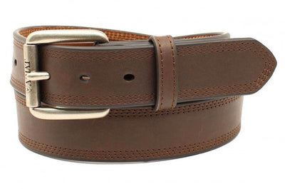 MF Western Ariat Men's Heavyweight Smooth Brown Leather Belt Style A1034802 MENS ACCESSORIES from MF Western