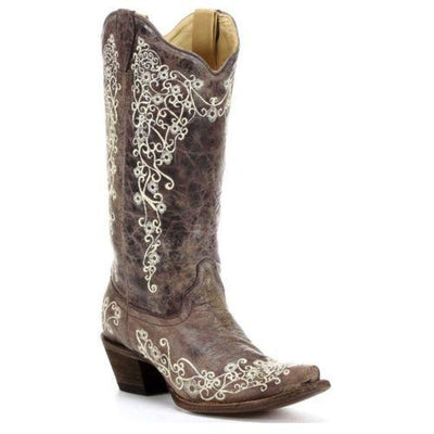 Corral Boots Brown Crater Bone Style A1094- Premium Ladies Boots from Corral Boots Shop now at HAYLOFT WESTERN WEARfor Cowboy Boots, Cowboy Hats and Western Apparel
