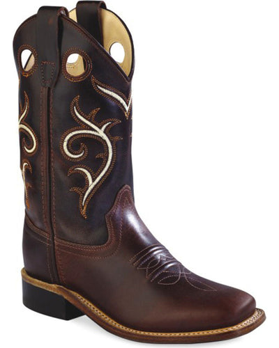 Jama Boys Brown Swirl Western Cowboy Square Toe Boots Style BSY1807- Premium Boys Boots from Old West/Jama Boots Shop now at HAYLOFT WESTERN WEARfor Cowboy Boots, Cowboy Hats and Western Apparel