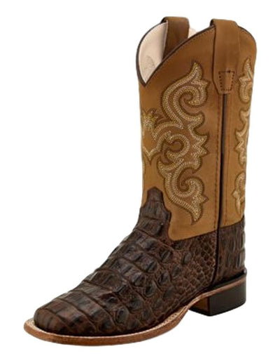Jama Boys Brown Horn Back Gator/Tan Canyon Cowboy Boots Style BSY1830- Premium Boys Boots from Old West/Jama Boots Shop now at HAYLOFT WESTERN WEARfor Cowboy Boots, Cowboy Hats and Western Apparel