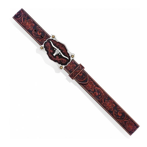 Leegin Justin Mens Floral Tooled Leather Belt Style C11194 display picture 2