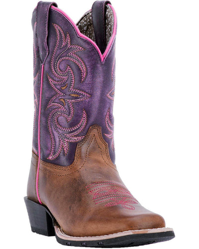 Dan Post Girls' Majesty Brown/Purple Western Square Toe Boots Style DPC2947- Premium Girls Boots from Dan Post Shop now at HAYLOFT WESTERN WEARfor Cowboy Boots, Cowboy Hats and Western Apparel