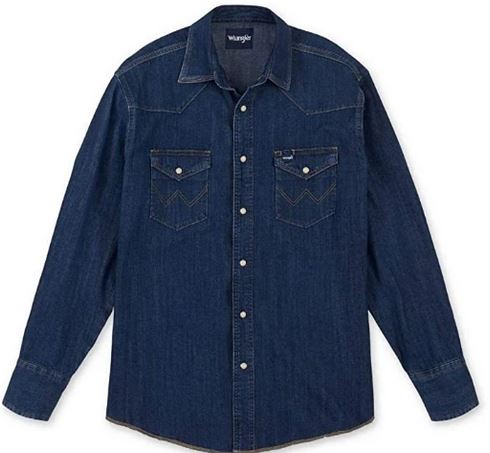 WRANGLER MENS SHIRT WESTERN SNAP DENIM STYLE MS1041D