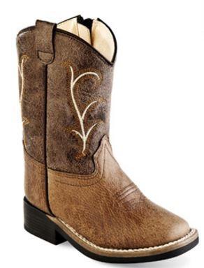 Jama Toddler Boys Tan Vintage Broad Square Toe Boots Style VB1013- Premium Boys Boots from Old West/Jama Boots Shop now at HAYLOFT WESTERN WEARfor Cowboy Boots, Cowboy Hats and Western Apparel